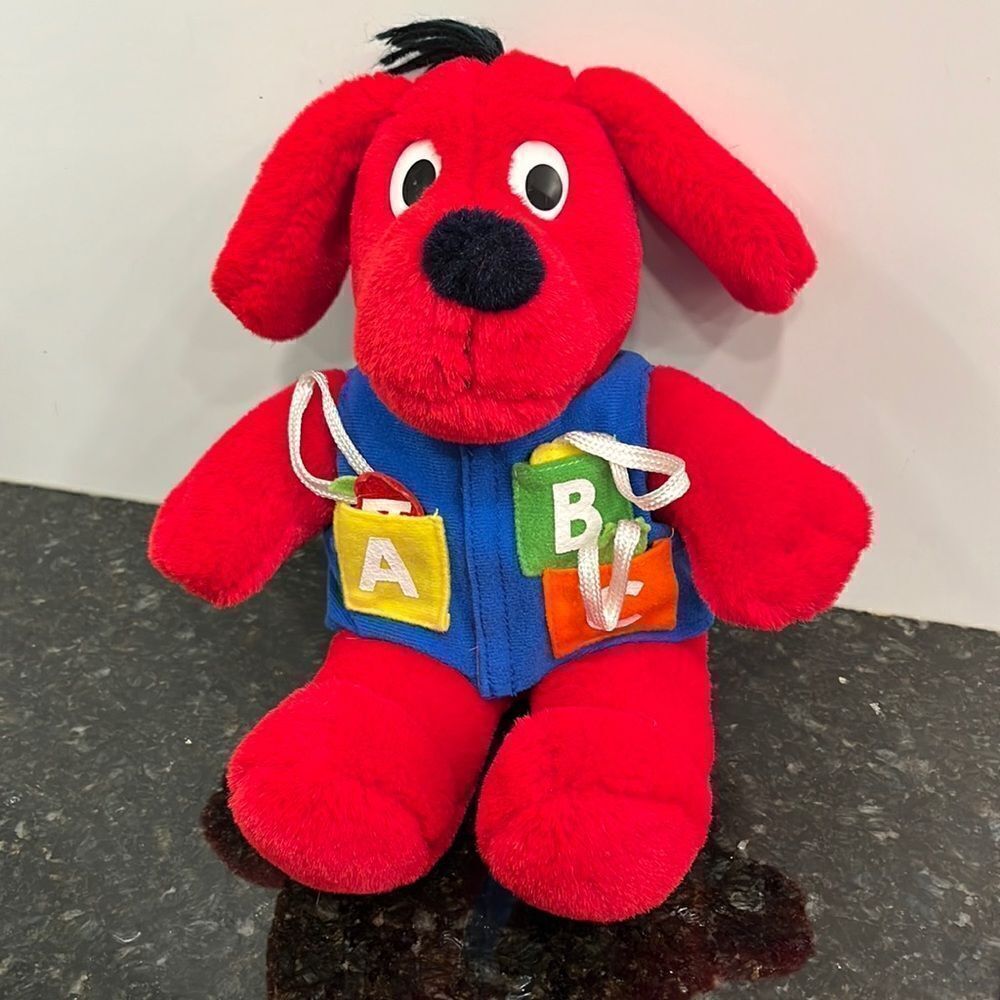 Vintage Dakin 1992 Clifford The Big Red Dog W/ ABC'S VEST 13" Plush